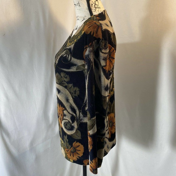 Fashque Woman's Scooped Neck Long Sleeve Floral Patterned Blouse Sz M - Picture 5 of 6